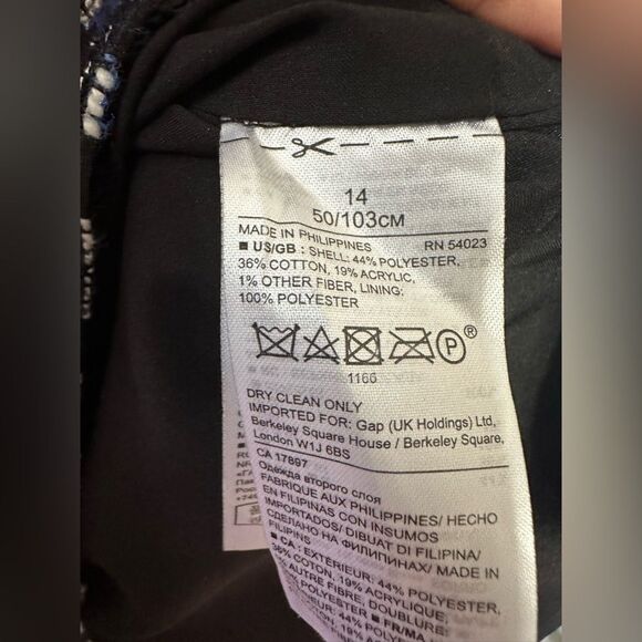 Banana Republic Dress 14 Tweed Mini Black Blue White Fringe Short Sleeve Pockets - Picture 8 of 10